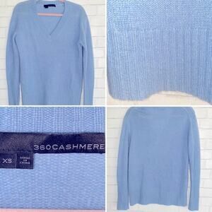 360 Cashmere $365 Runa Blue V Neck Sweater XS EUC
